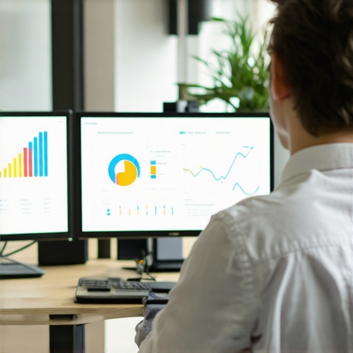 Advanced Local SEO Strategies in Action SEO specialist analyzing local search rankings with charts and graphs in a modern office