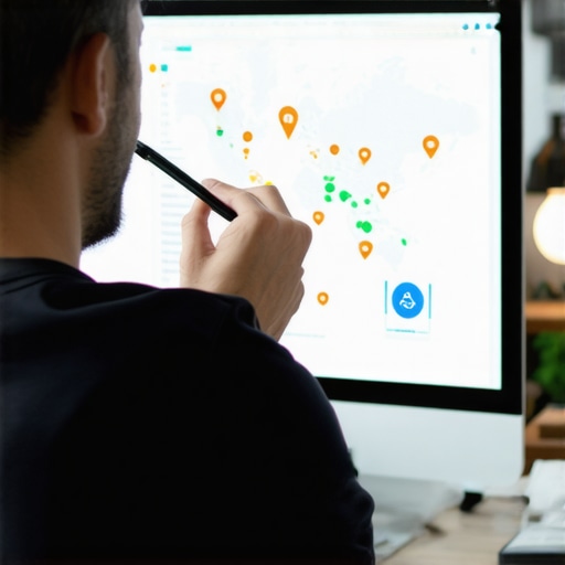 Analyzing Local SEO Data for Map Pack Recovery Business owner reviewing local SEO analytics on a computer for map pack improvement