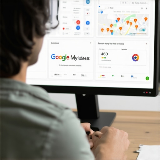 A professional reviewing local SEO analytics on a computer to prevent map pack loss.