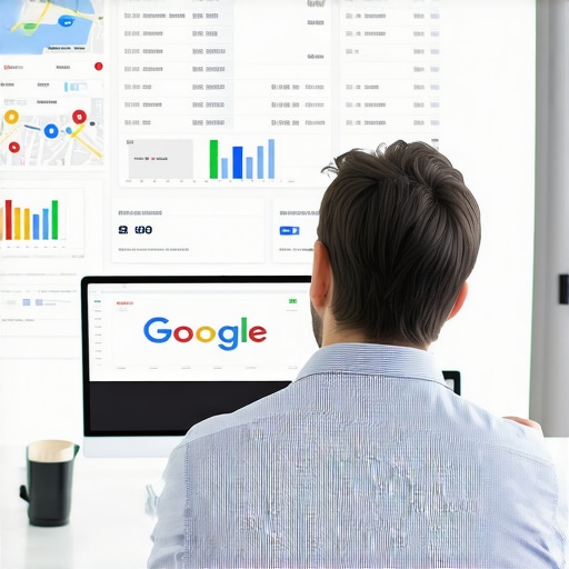 Business owner reviewing local SEO and map pack performance on a laptop