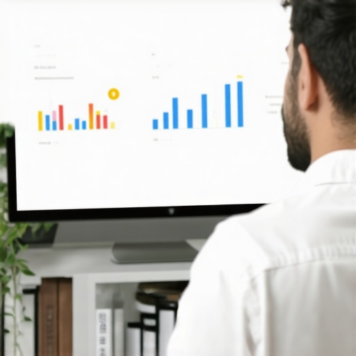 Business owner reviewing Google My Business analytics for local SEO