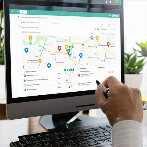 Person reviewing local SEO metrics and Google Maps rankings on a computer