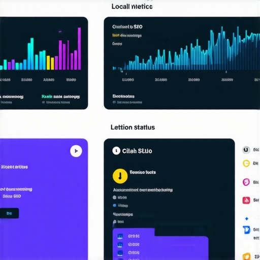 Screenshot of local SEO tools dashboard with metrics and citation management.