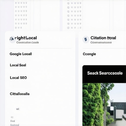 Screenshot of local SEO management tools including BrightLocal and Google Search Console