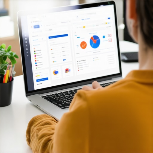 Person managing local SEO tools on a laptop in a workspace.