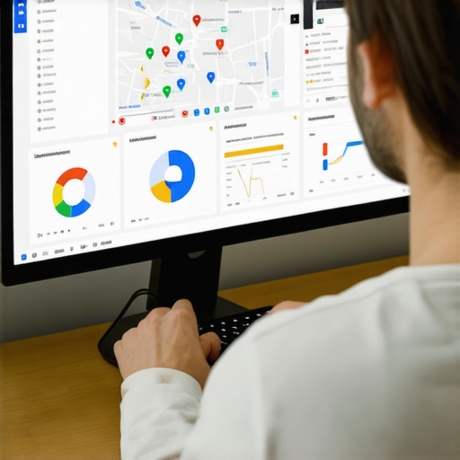 Person reviewing local SEO and maps analytics on computer