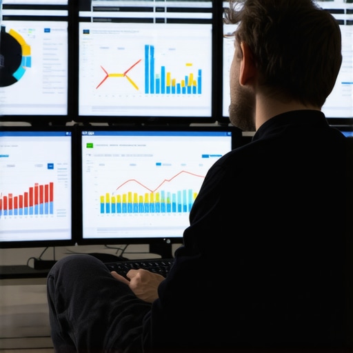 Person reviewing SEO analytics on multiple screens for local map pack maintenance.