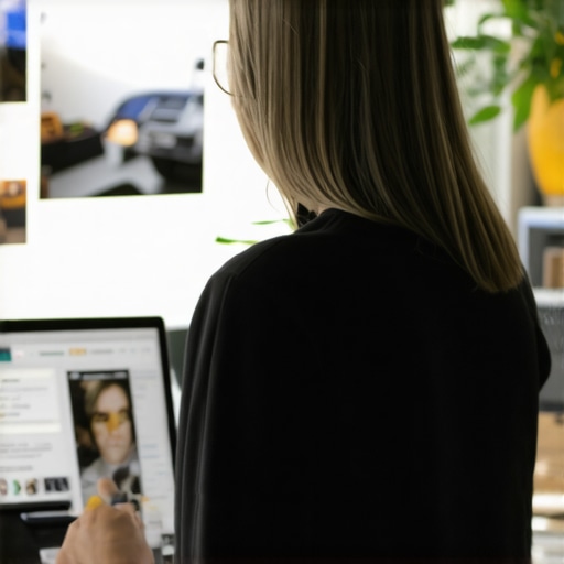 Business owner updating Google My Business profile with new images and review responses