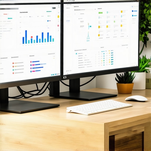 A workspace with monitors showing local SEO dashboards and audit reports.