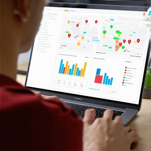 SEO professional reviewing local map pack ranking data on a computer