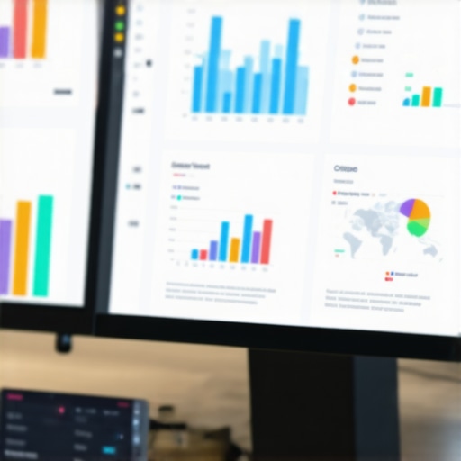 Monitoring Local SEO Performance A person analyzing local SEO analytics on a computer screen showing maps and ranking graphs.