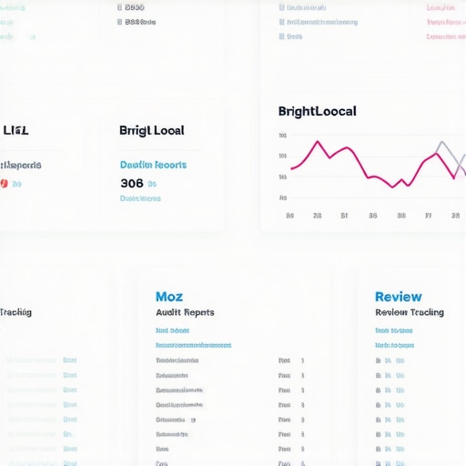 Dashboard screenshots of BrightLocal and Moz Local tools.