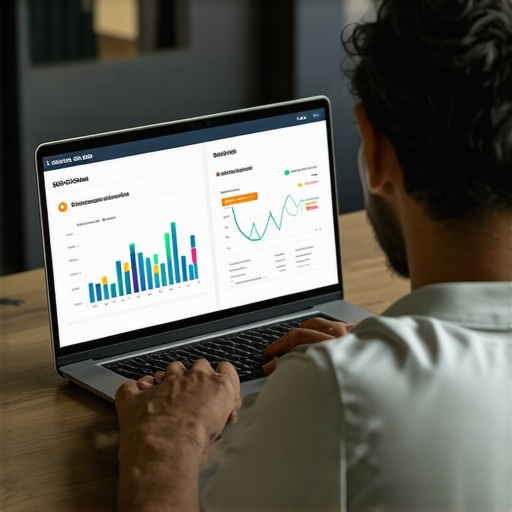 Person analyzing local SEO metrics on a laptop to maintain map pack rankings