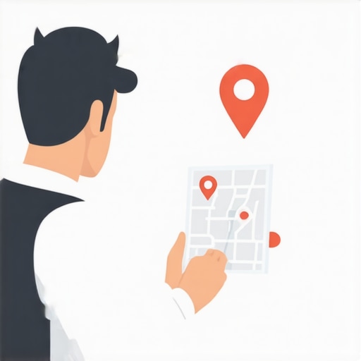 Business owner analyzing GPS signals on a digital device to restore local map pack visibility in 2026.