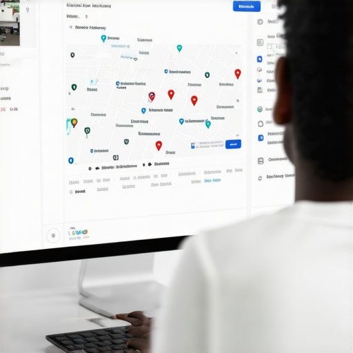 An image showing a person analyzing a Google My Business profile on a computer to fix ranking issues.
