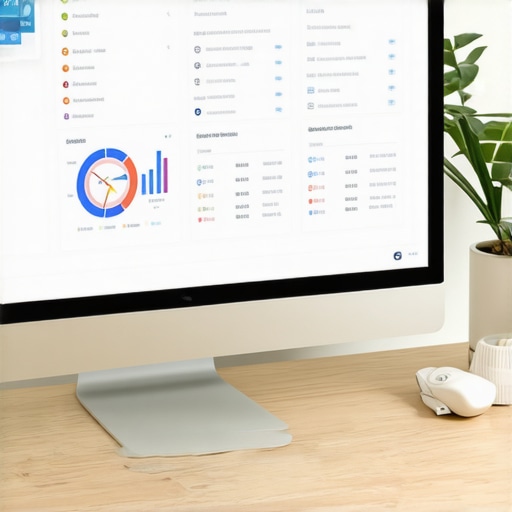 Close-up of a computer monitor displaying local SEO tools and rank tracking charts.