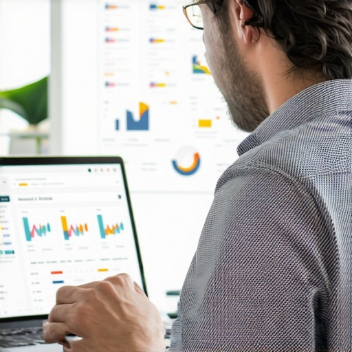 Person analyzing local SEO metrics on a computer in office.