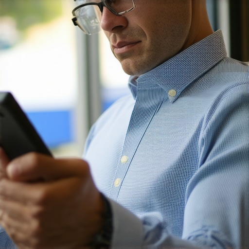 Business owner checking and verifying local signals on a device